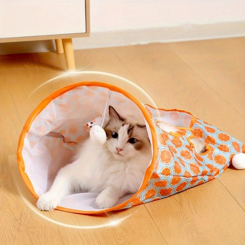 Foldable Cat Tunnel with Mouse Ball
