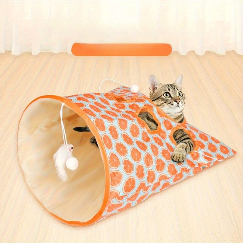 Foldable Cat Tunnel with Mouse Ball