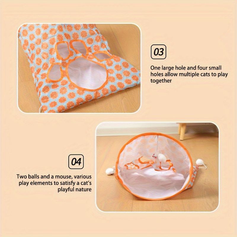 Foldable Cat Tunnel with Mouse Ball