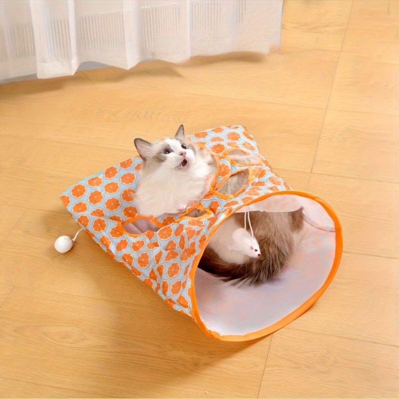 Foldable Cat Tunnel with Mouse Ball